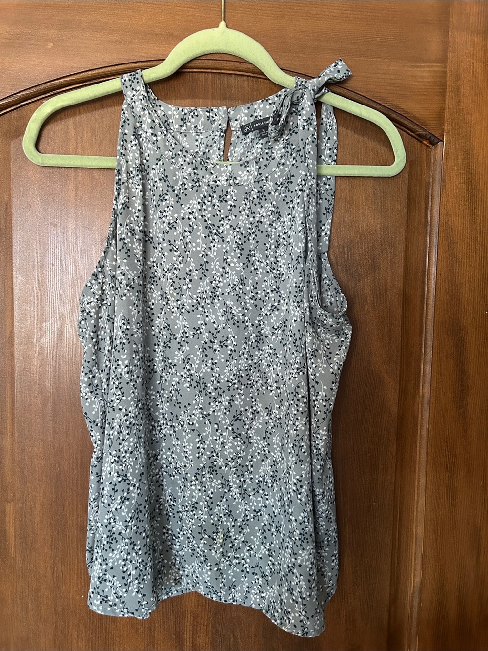 Adrianna Papell Grey Floral Tie-Shoulder Camisole